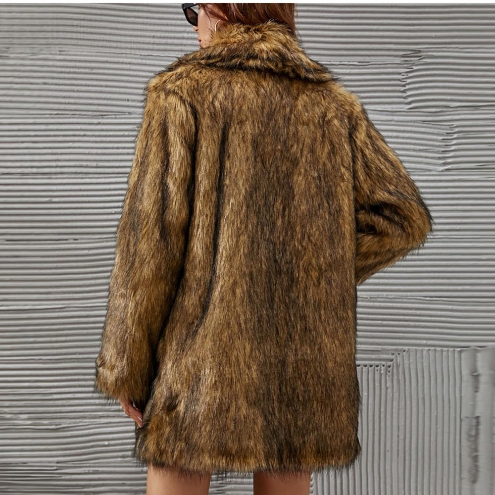 Forever 21 Brown Faux Fur Long Coat - Picture 3 of 7